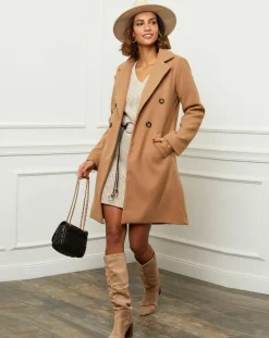 Manteau en Laine mélangée Zoe camel-L'Armoire de Suzette Outlet