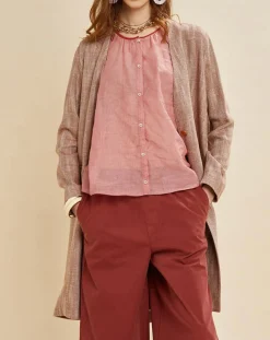 Femme Chloé Stora Manteaux^Manteau en Lin mélangé Martini terre/écru