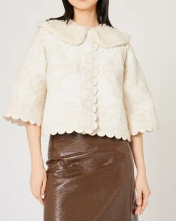 Femme Manoush Manteaux^Manteau fourré Médiéval Patchwork brodé écru
