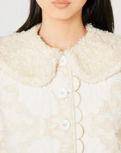 Femme Manoush Manteaux^Manteau fourré Médiéval Patchwork brodé écru