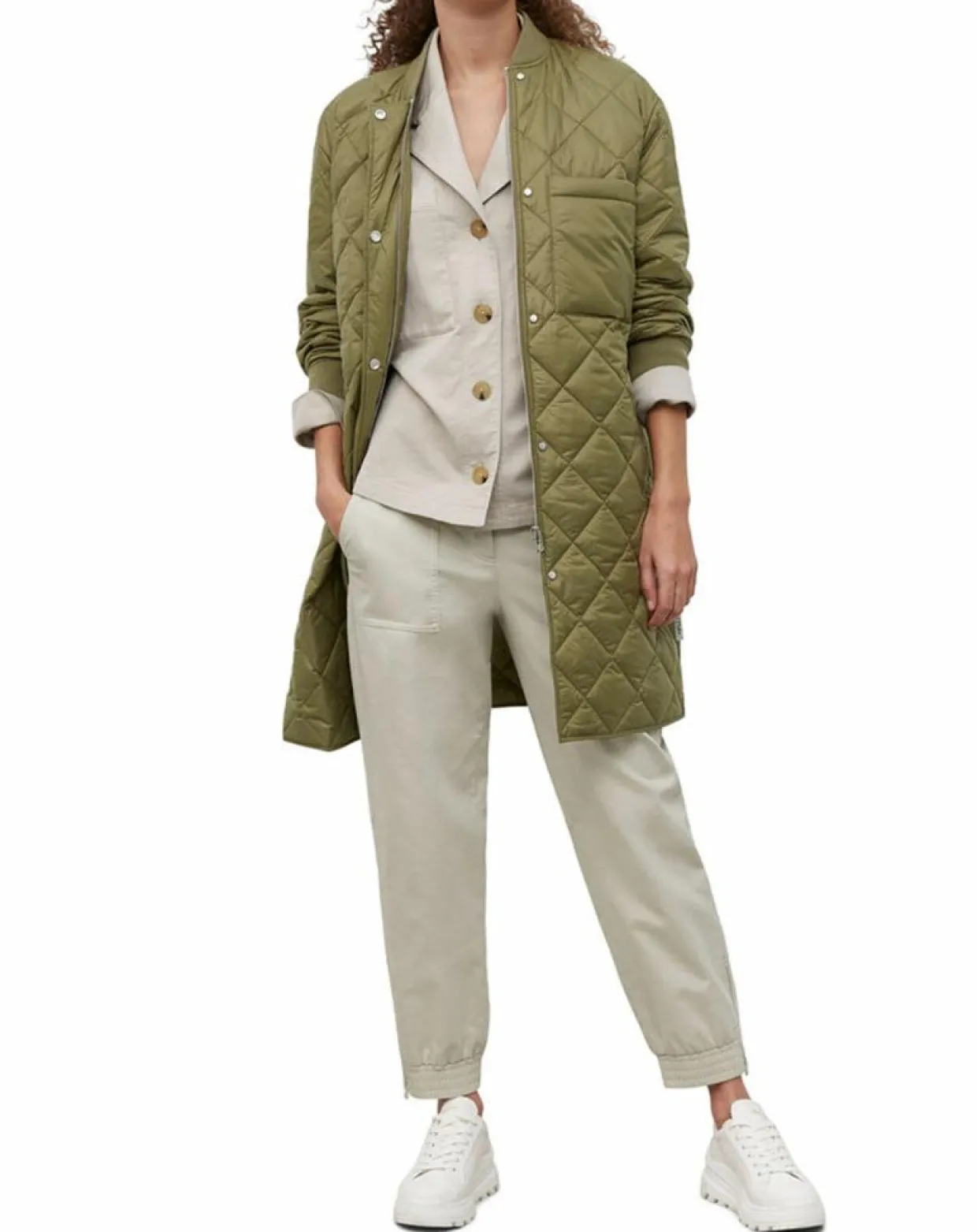 Manteau long matelassé kaki-Marc O'Polo Outlet