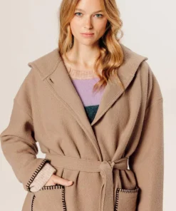 Femme Rodier Manteaux^Manteau Lucrezia 100% laine à capuche beige ficelle