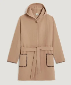 Femme Rodier Manteaux^Manteau Lucrezia 100% laine à capuche beige ficelle