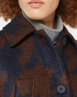 Femme MaxMara Studio Manteaux^Manteau mi-long en Mohair & Laine mélangés Sante marron/bleu