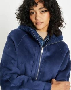 Femme Lou Andrea Manteaux^Manteau réversible en Fausse Fourrure Avi Mont indigo