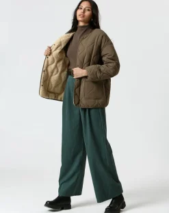 Manteau réversible Virginie kaki/beige-The Korner Online