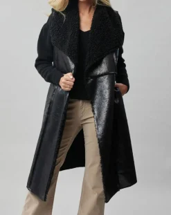 Femme Lauren Vidal Manteaux^Manteau sans manches en fausse peau lainée Vogue noir