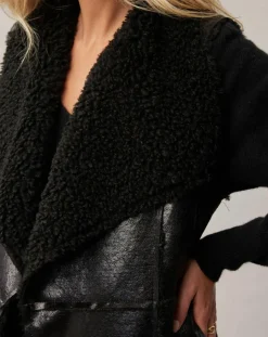 Femme Lauren Vidal Manteaux^Manteau sans manches en fausse peau lainée Vogue noir