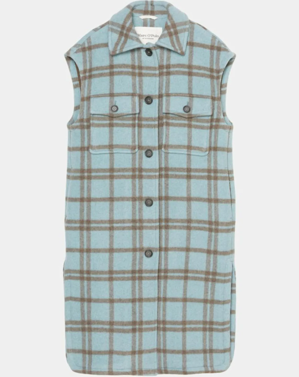 Femme Marc O'Polo Manteaux^Manteau sans manches en Laine mélangée Campagne à carreaux bleu