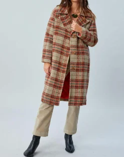 Manteau West à carreaux épice-Lauren Vidal Clearance