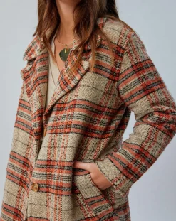 Manteau West à carreaux épice-Lauren Vidal Clearance