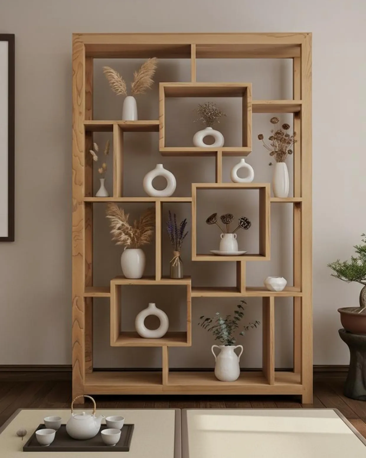 Uniqka Etagères^Maze - Étagère en bois massif de Teck