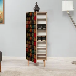 Meuble à chaussures Filinta multicolore - 50x128x38 cm-Wooden Art Sale
