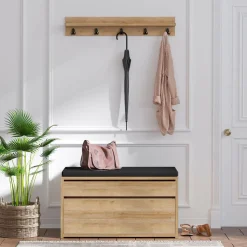 Meuble d'entrée & Porte-manteau Boby marron/noir-Wooden Art Clearance