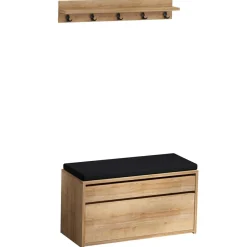 Meuble d'entrée & Porte-manteau Boby marron/noir-Wooden Art Clearance