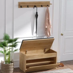 Meuble d'entrée & Porte-manteau Boby marron/noir-Wooden Art Clearance
