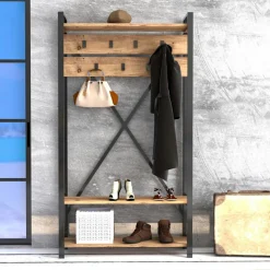 Meuble d'entrée Alfa noir/bois - 180x34x90 cm-Wooden Art Discount