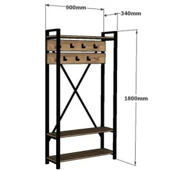 Meuble d'entrée Alfa noir/bois - 180x34x90 cm-Wooden Art Discount
