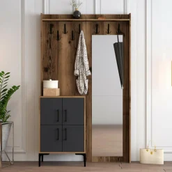 Meuble d'entrée Berlin BC marron/anthracite - 120x35x200 cm-Wooden Art Hot