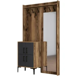 Meuble d'entrée Berlin BC marron/anthracite - 120x35x200 cm-Wooden Art Hot