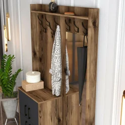 Meuble d'entrée Berlin BC marron/anthracite - 120x35x200 cm-Wooden Art Hot