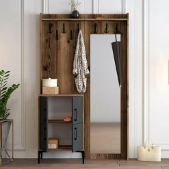 Meuble d'entrée Berlin BC marron/anthracite - 120x35x200 cm-Wooden Art Hot
