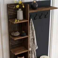 Wooden Art Meubles De Rangement^Meuble d'entrée Viyana noyer/anthracite - 90x200x35 cm