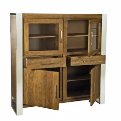 Bois & Chiffons Tables^Meuble haut structure inox Acacia Stainless III Marron - 140x45x160 cm