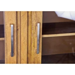 Bois & Chiffons Tables^Meuble haut structure inox Acacia Stainless III Marron - 140x45x160 cm