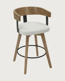 Micha - Chaise de bar en tissu et pieds en bois-Uniqka Best