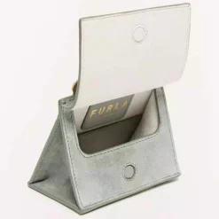 Micro Sac à main en Velours de Cuir Ligne Future argenté 11.0x9.5x7.5 cm-Furla Sale