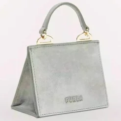 Micro Sac à main en Velours de Cuir Ligne Future argenté 11.0x9.5x7.5 cm-Furla Sale