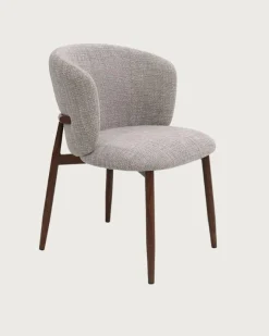 Mila - Chaise en tissu taupe et pieds métal-Uniqka Online