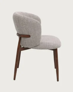 Mila - Chaise en tissu taupe et pieds métal-Uniqka Online
