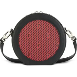 Mini Sac en Toile enduite & Cuir Medoc rouge/noir - 13x13x5.5 cm-Maison Faret Best