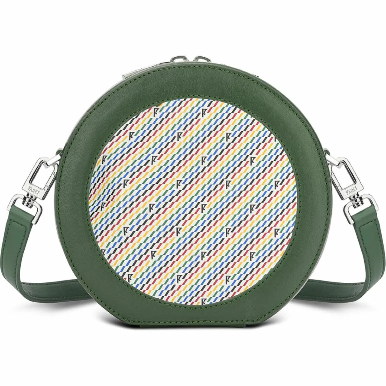 Mini Sac en Toile enduite & Cuir Medoc vert/multicolore - 13x13x5.5 cm-Maison Faret