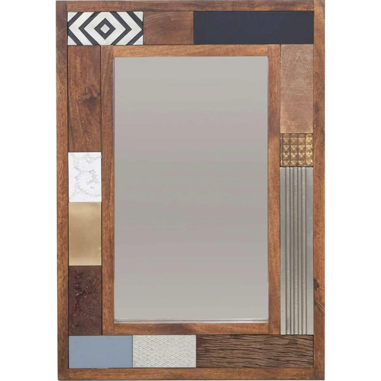 Bois & Chiffons Miroirs^Miroir peau de vache bois sculpté manguier terranova marron - 100x4x70 cm