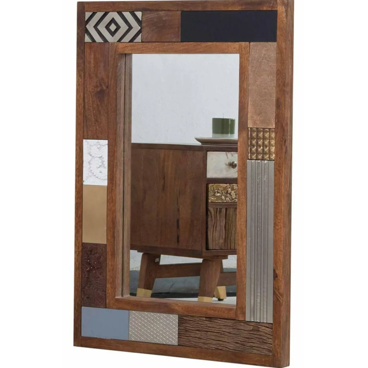 Bois & Chiffons Miroirs^Miroir peau de vache bois sculpté manguier terranova marron - 100x4x70 cm