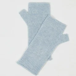 Mitaines 100% Cachemire poignets en côtes Mindy icy blue-Cashmere Tribu Outlet
