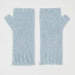 Mitaines 100% Cachemire poignets en côtes Mindy icy blue-Cashmere Tribu Outlet