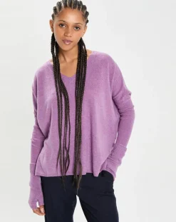 Mitaines 100% Cachemire poignets en côtes Mindy orchidée-Cashmere Tribu Discount