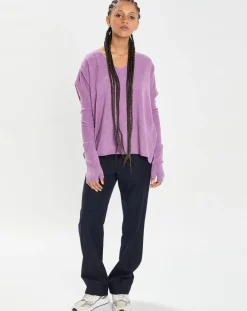 Mitaines 100% Cachemire poignets en côtes Mindy orchidée-Cashmere Tribu Discount