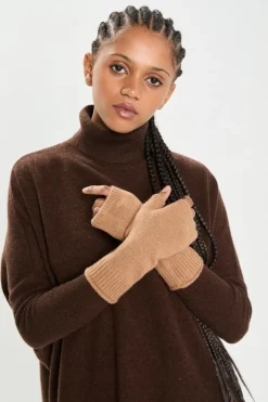 Mitaines 100% Cachemire poignets en côtes Mindy mocha-Cashmere Tribu Hot