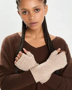 Mitaines 100% Cachemire poignets en côtes Mindy chestnut-Cashmere Tribu New