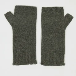 Mitaines 100% Cachemire poignets en côtes Mindy kaki-Cashmere Tribu Clearance