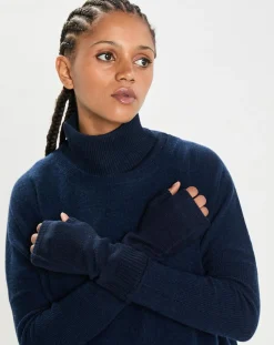 Mitaines 100% Cachemire poignets en côtes Mindy navy-Cashmere Tribu Hot