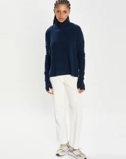 Mitaines 100% Cachemire poignets en côtes Mindy navy-Cashmere Tribu Hot