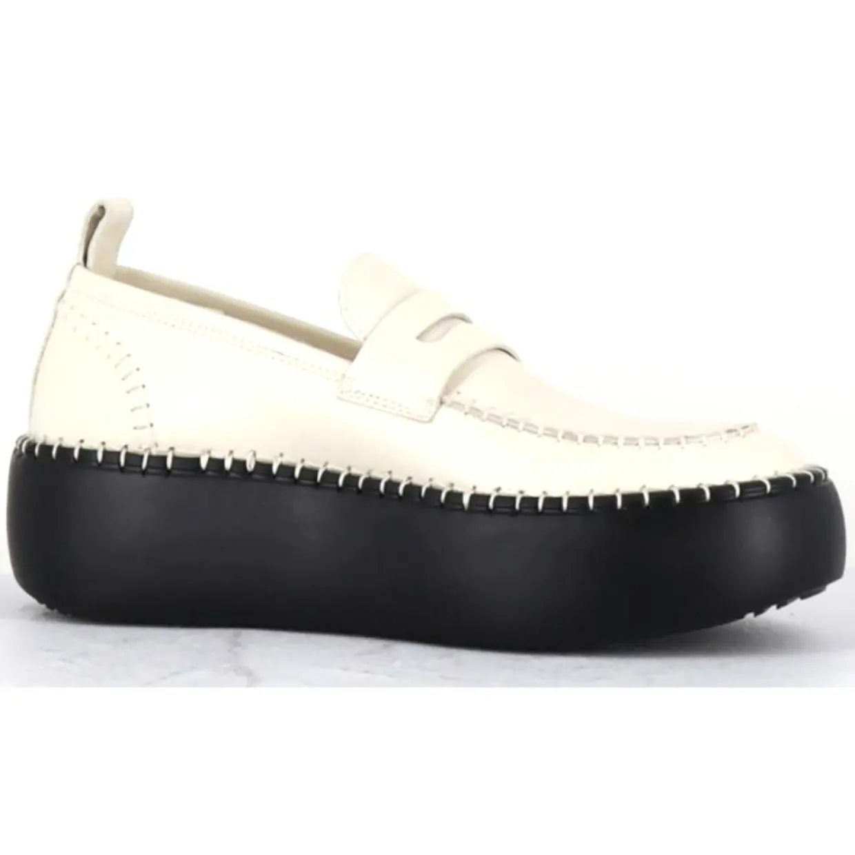Femme Oa Non Fashion Mocassins^Mocassins en Cuir blancs - Talon 5 cm