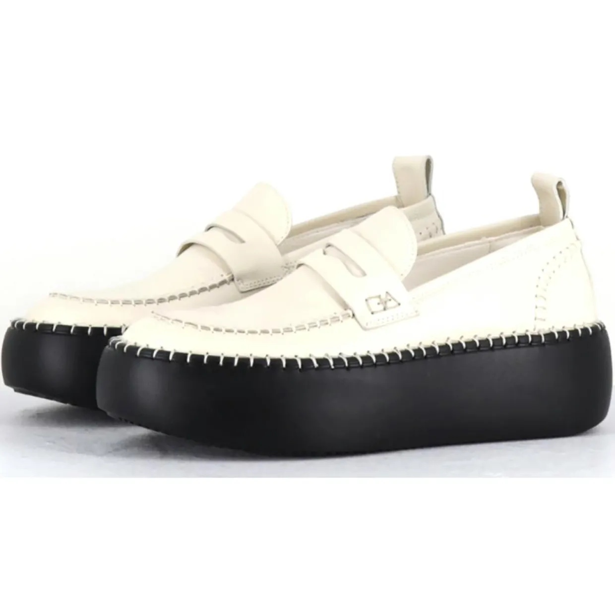 Femme Oa Non Fashion Mocassins^Mocassins en Cuir blancs - Talon 5 cm