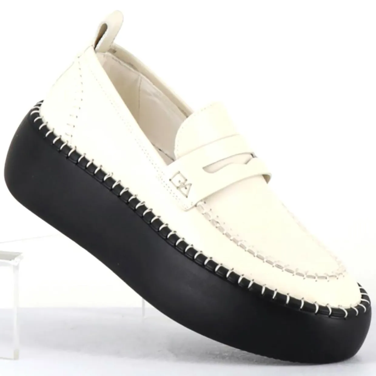 Femme Oa Non Fashion Mocassins^Mocassins en Cuir blancs - Talon 5 cm